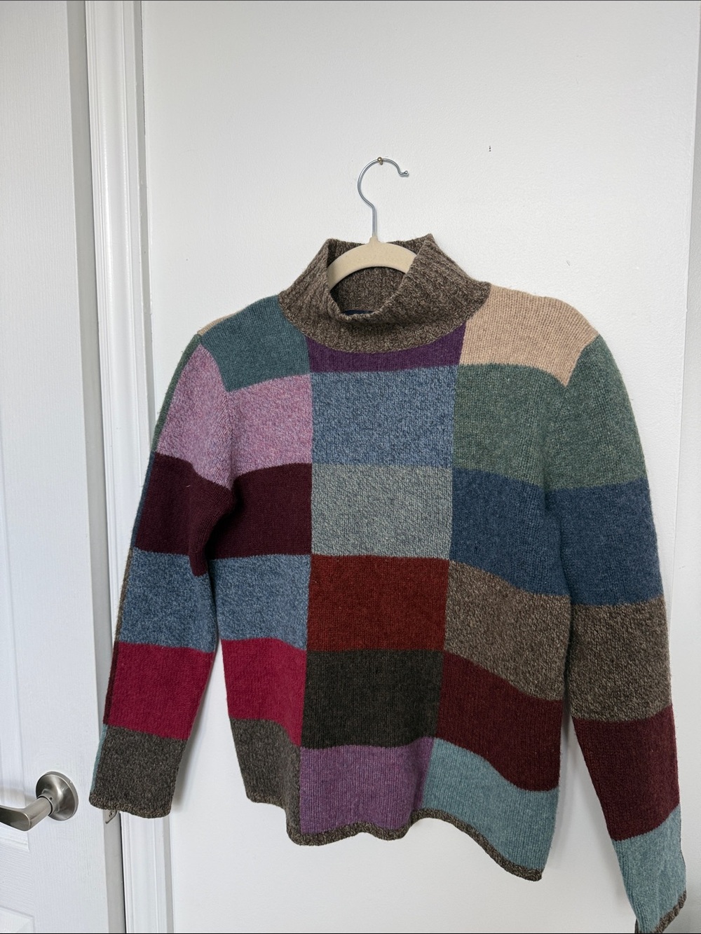Women's Multicolor Patchwork Turtleneck Sweater